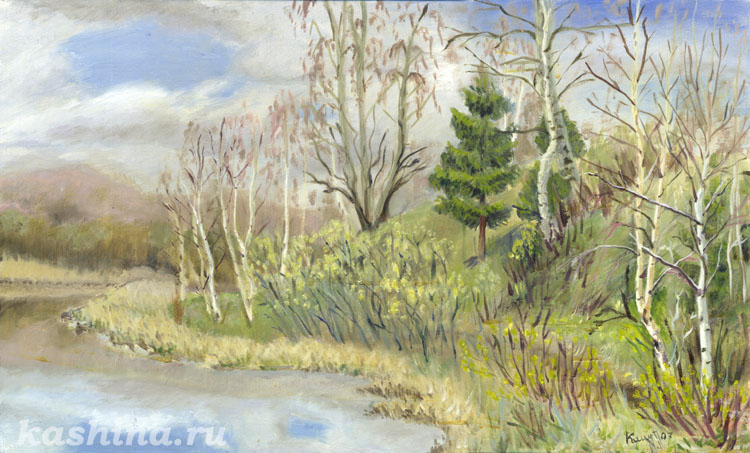 "Апрельское небо" картина Евгении Кашиной "Апрельское небо" картина Евгении Кашиной